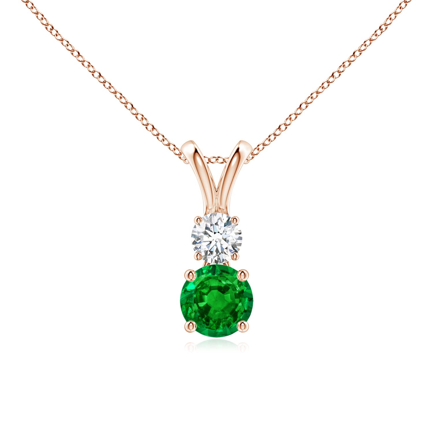 AAAA - Emerald / 0.61 CT / 14 KT Rose Gold