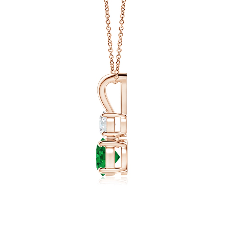 5mm AAAA Round Emerald and Diamond Two Stone Pendant in Rose Gold side 199