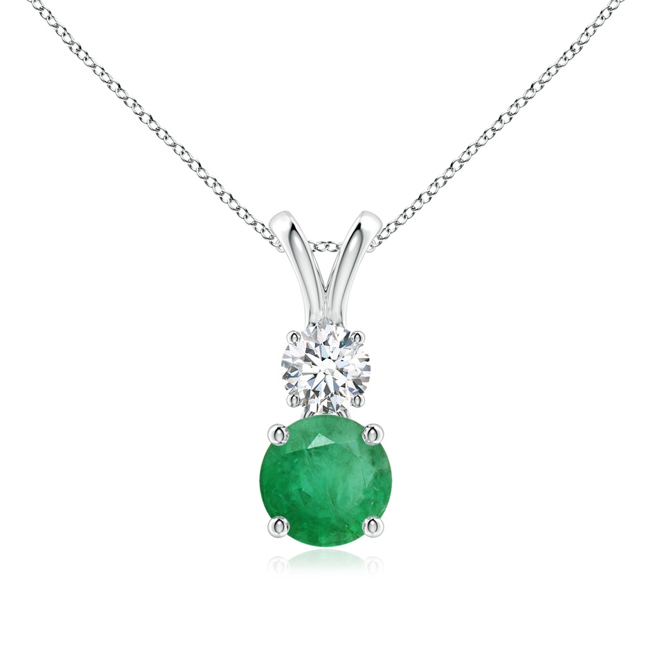 6mm A Round Emerald and Diamond Two Stone Pendant in P950 Platinum 