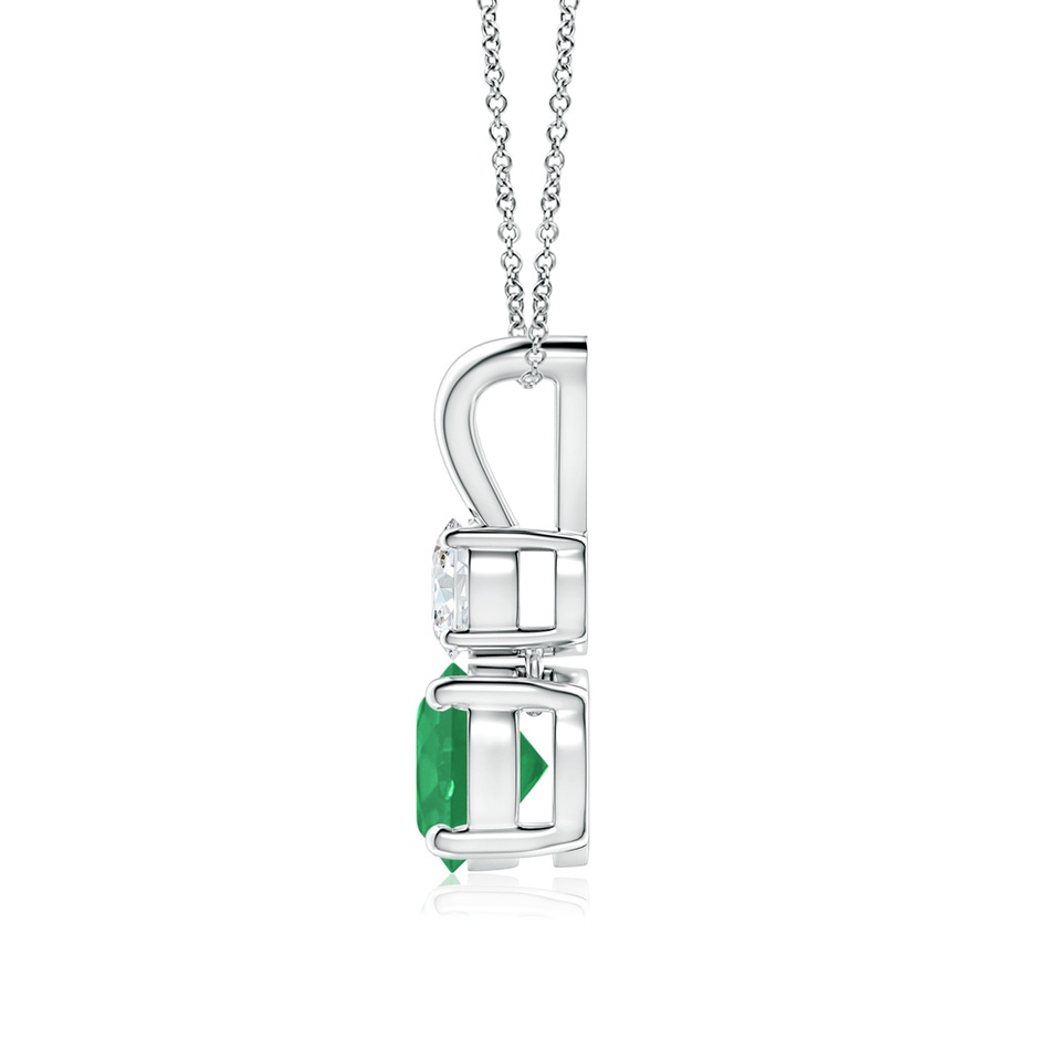 6mm A Round Emerald and Diamond Two Stone Pendant in P950 Platinum side 199