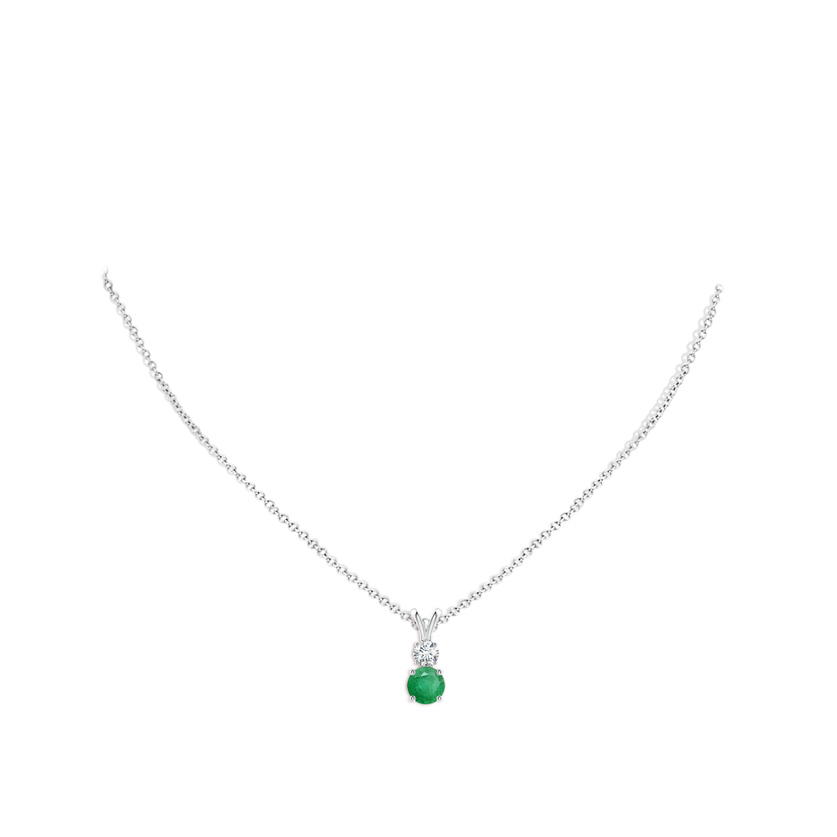 6mm A Round Emerald and Diamond Two Stone Pendant in P950 Platinum pen