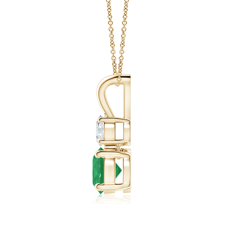 6mm A Round Emerald and Diamond Two Stone Pendant in Yellow Gold side 199