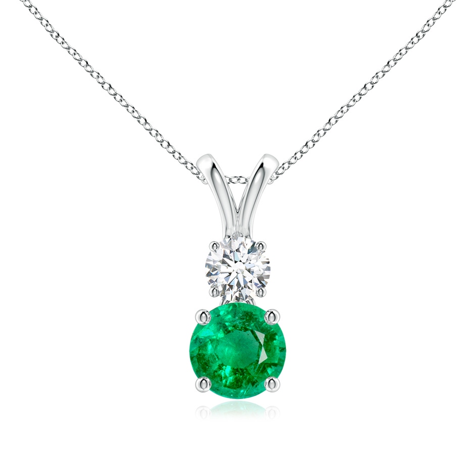 6mm AAA Round Emerald and Diamond Two Stone Pendant in P950 Platinum 