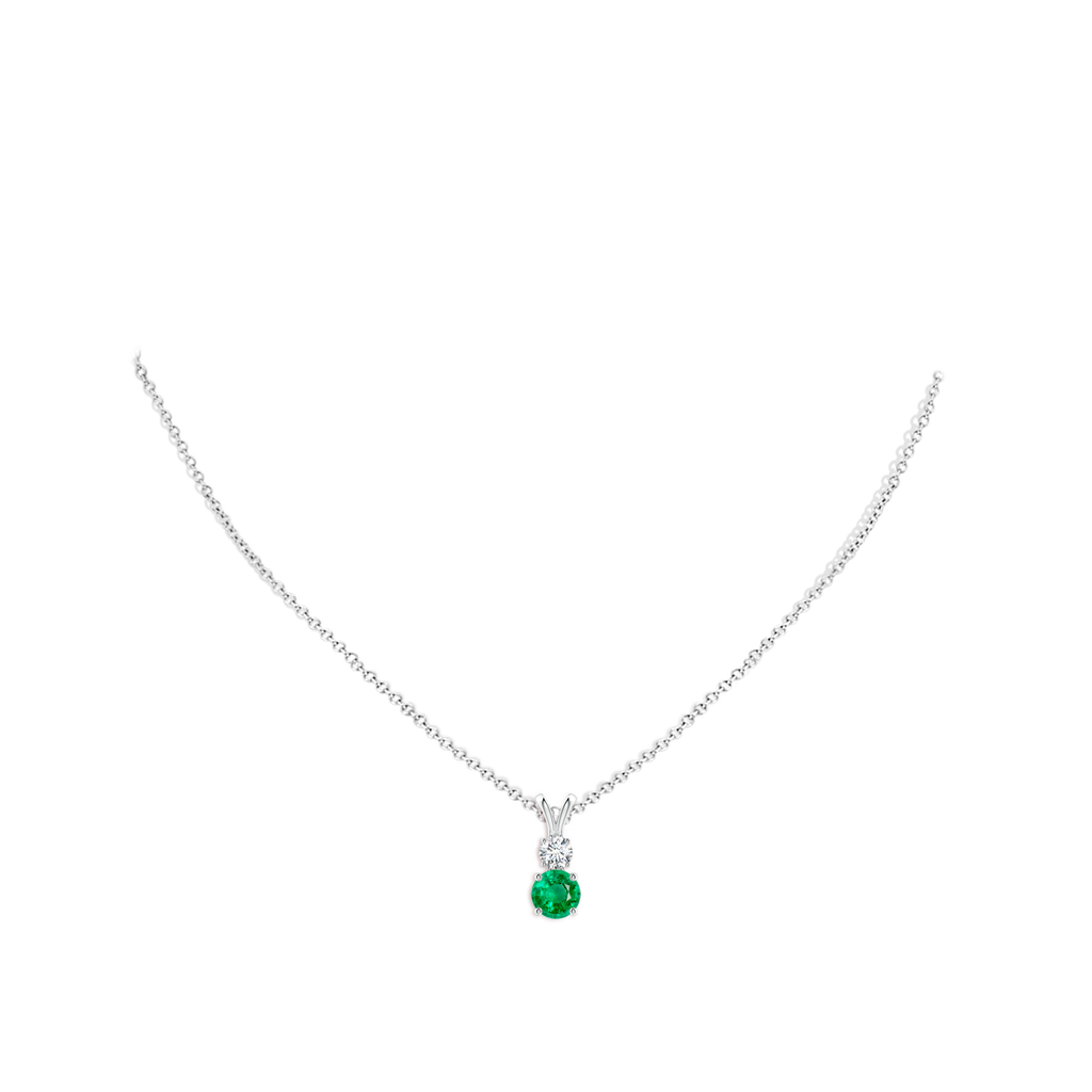 6mm AAA Round Emerald and Diamond Two Stone Pendant in P950 Platinum pen