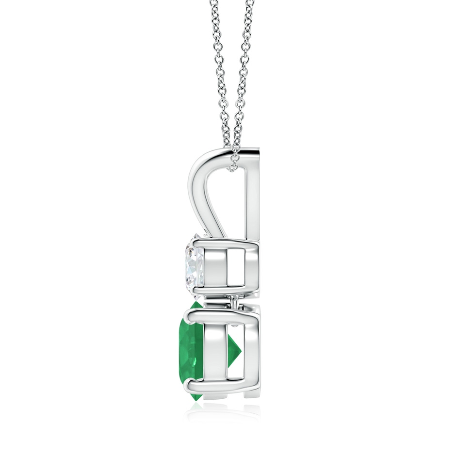 7mm A Round Emerald and Diamond Two Stone Pendant in P950 Platinum side 199