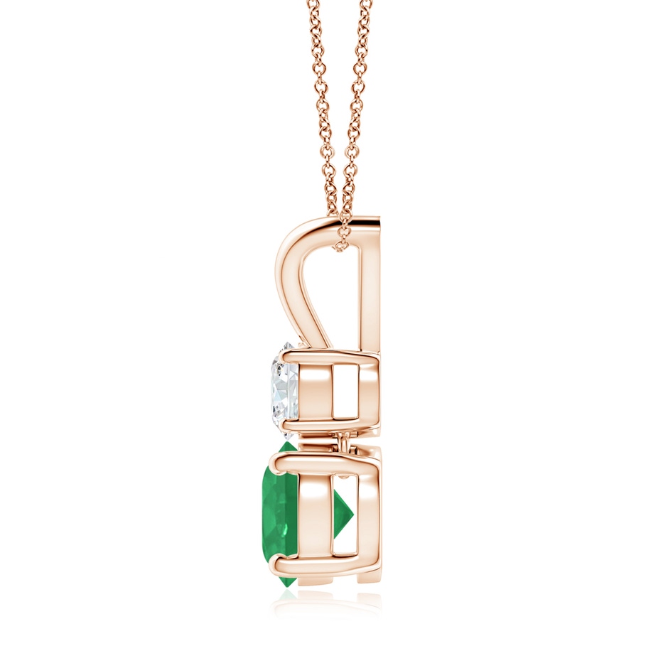 7mm A Round Emerald and Diamond Two Stone Pendant in Rose Gold side 199