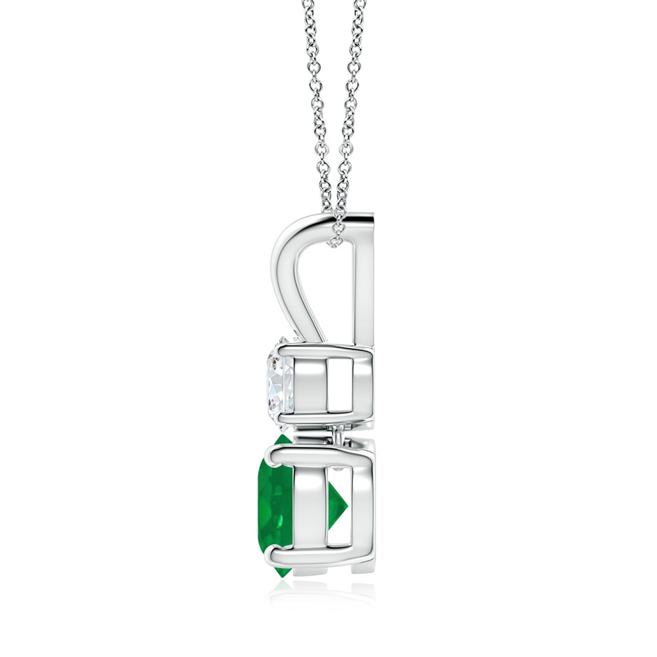 7mm AA Round Emerald and Diamond Two Stone Pendant in White Gold side 199