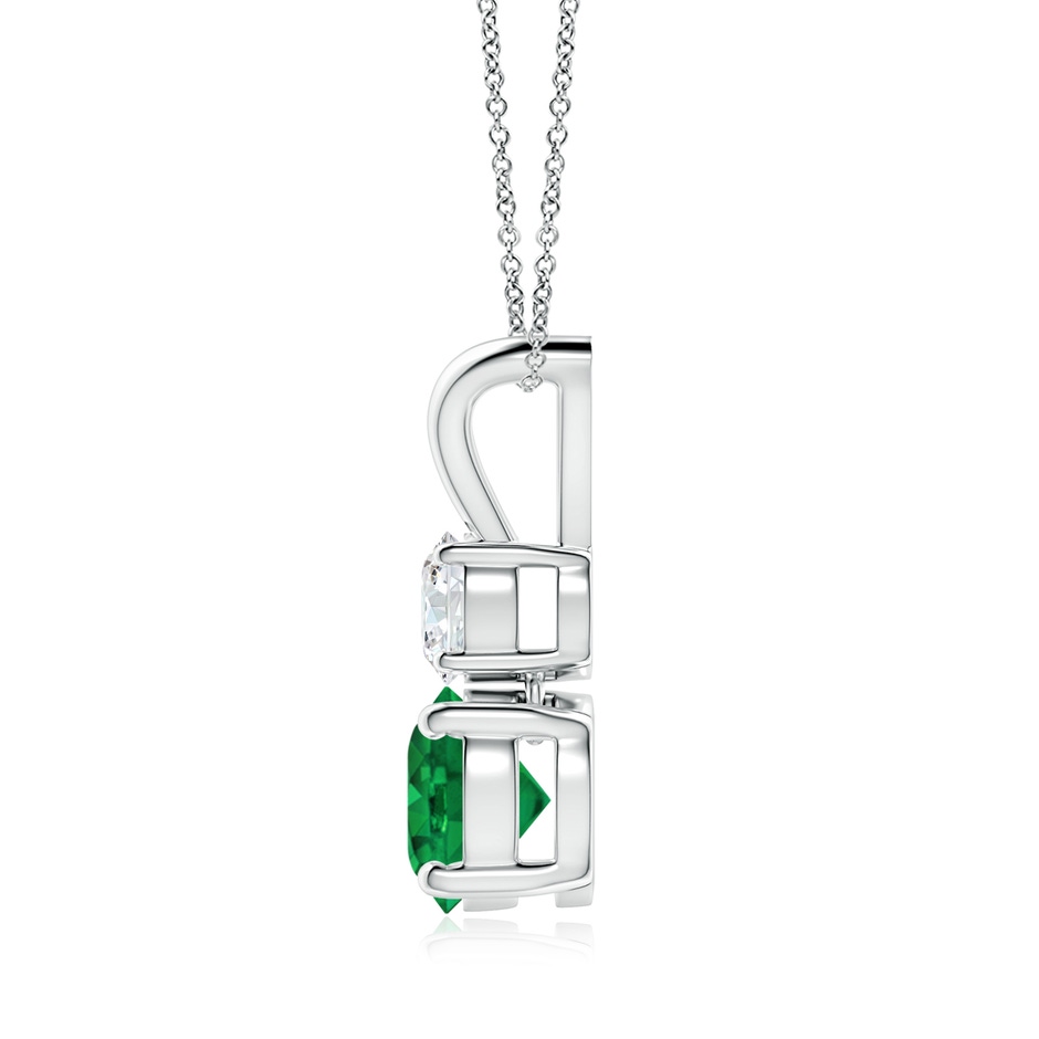7mm AAA Round Emerald and Diamond Two Stone Pendant in White Gold side 199