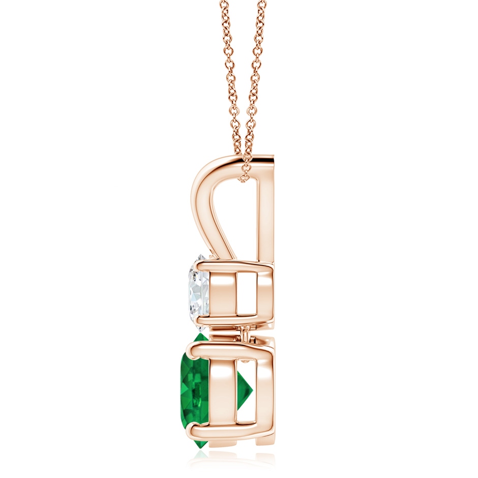 8mm AAA Round Emerald and Diamond Two Stone Pendant in Rose Gold side 199