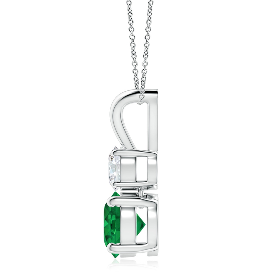 8mm AAA Round Emerald and Diamond Two Stone Pendant in White Gold side 199