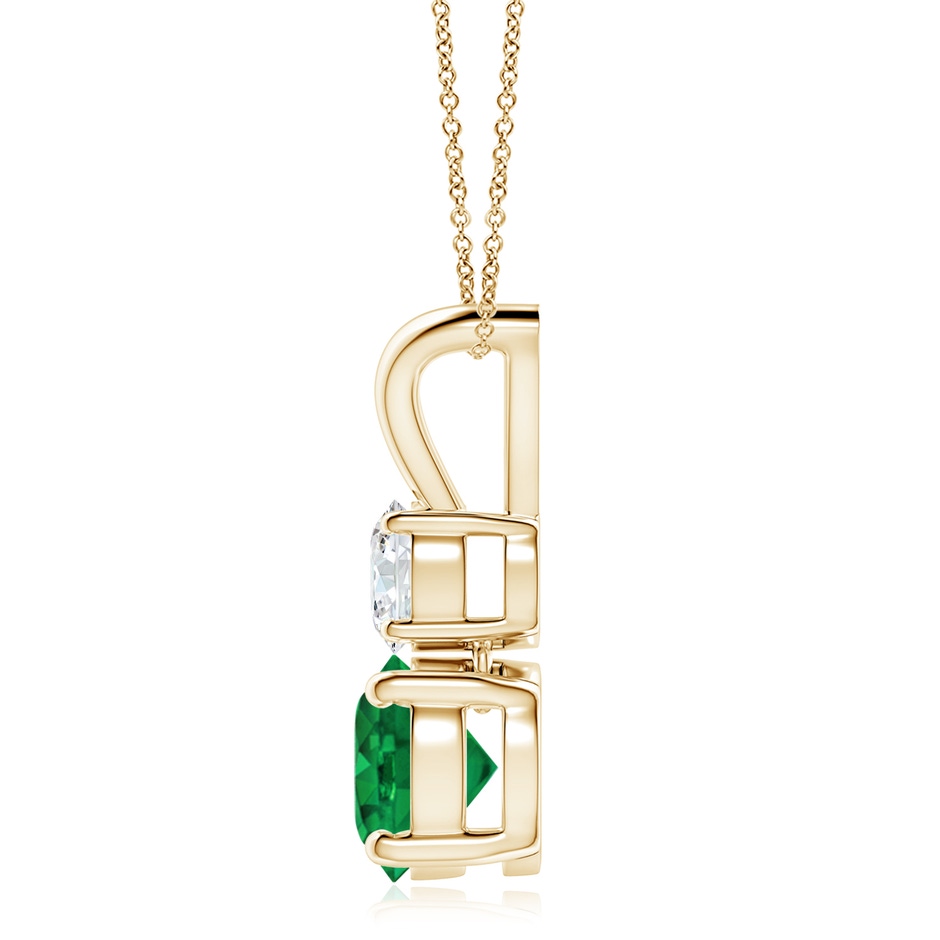 8mm AAA Round Emerald and Diamond Two Stone Pendant in Yellow Gold side 199
