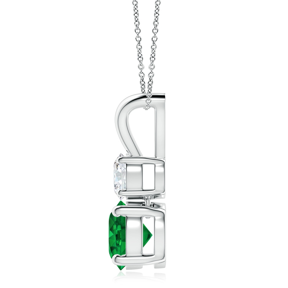 8mm AAAA Round Emerald and Diamond Two Stone Pendant in White Gold side 199