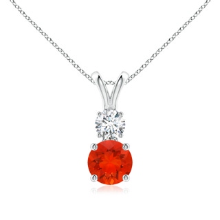 6mm AAAA Round Fire Opal and Diamond Two Stone Pendant in P950 Platinum
