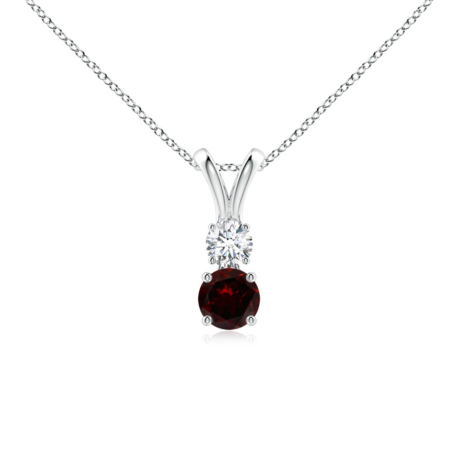4mm A Round Garnet and Diamond Two Stone Pendant in P950 Platinum 