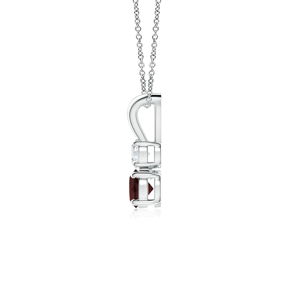 4mm A Round Garnet and Diamond Two Stone Pendant in P950 Platinum side-1