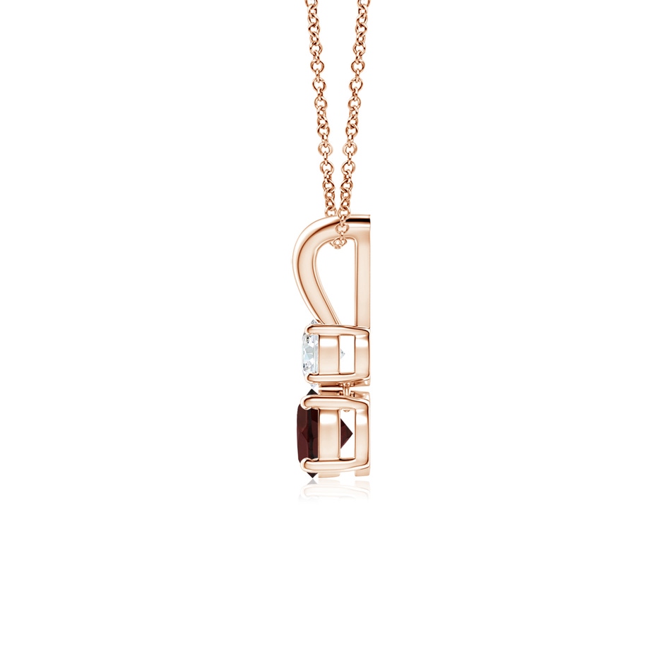 4mm A Round Garnet and Diamond Two Stone Pendant in Rose Gold side-1