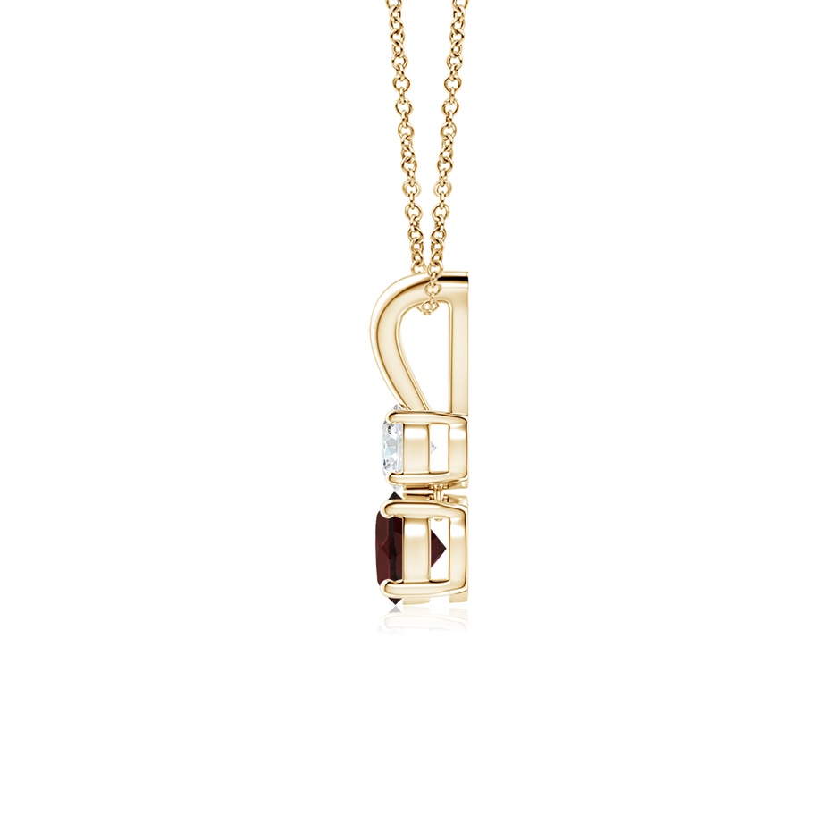 4mm A Round Garnet and Diamond Two Stone Pendant in Yellow Gold side-1