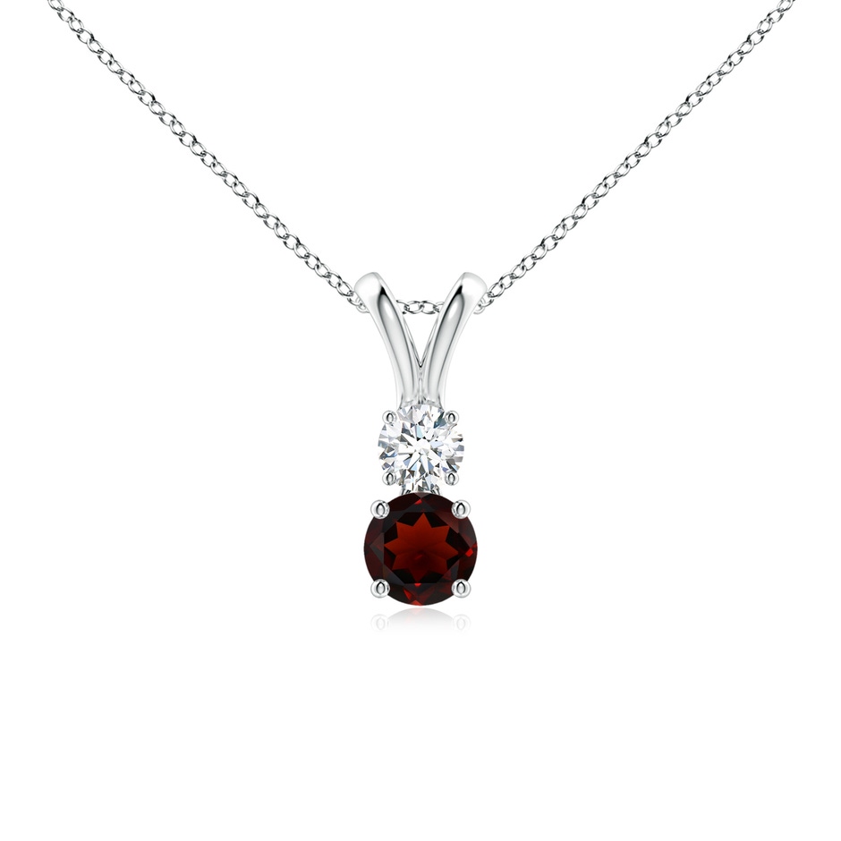 4mm AA Round Garnet and Diamond Two Stone Pendant in White Gold 