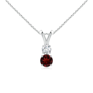 4mm AAA Round Garnet and Diamond Two Stone Pendant in White Gold