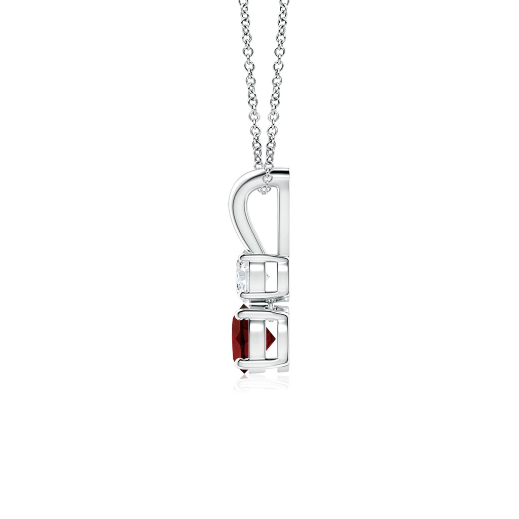 4mm AAA Round Garnet and Diamond Two Stone Pendant in White Gold Side-1
