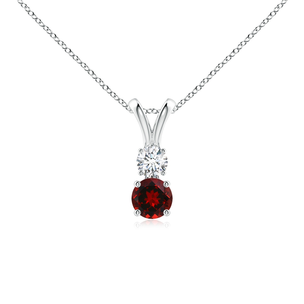 4mm AAAA Round Garnet and Diamond Two Stone Pendant in P950 Platinum