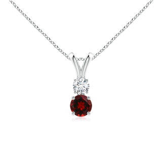 4mm AAAA Round Garnet and Diamond Two Stone Pendant in P950 Platinum