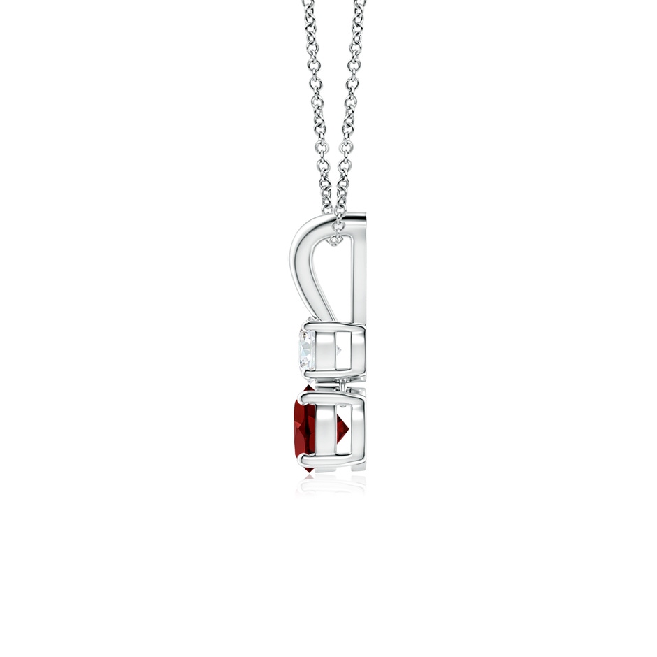 4mm AAAA Round Garnet and Diamond Two Stone Pendant in White Gold side-1