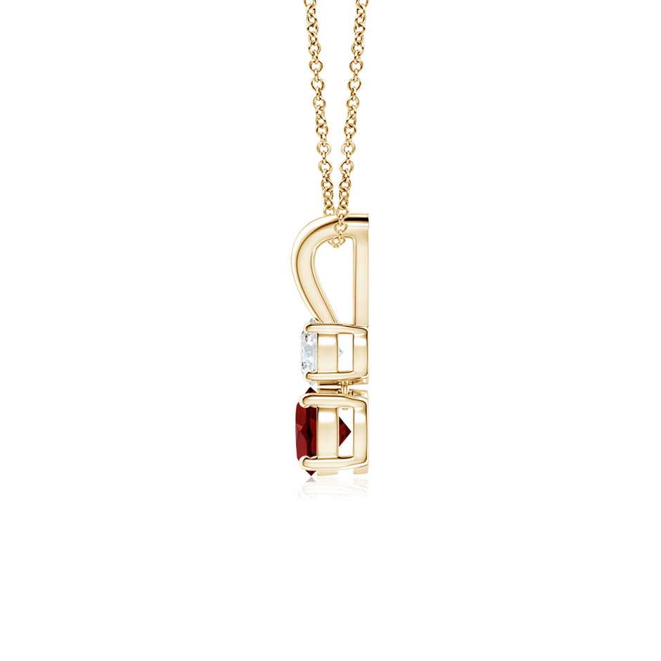4mm AAAA Round Garnet and Diamond Two Stone Pendant in Yellow Gold side-1