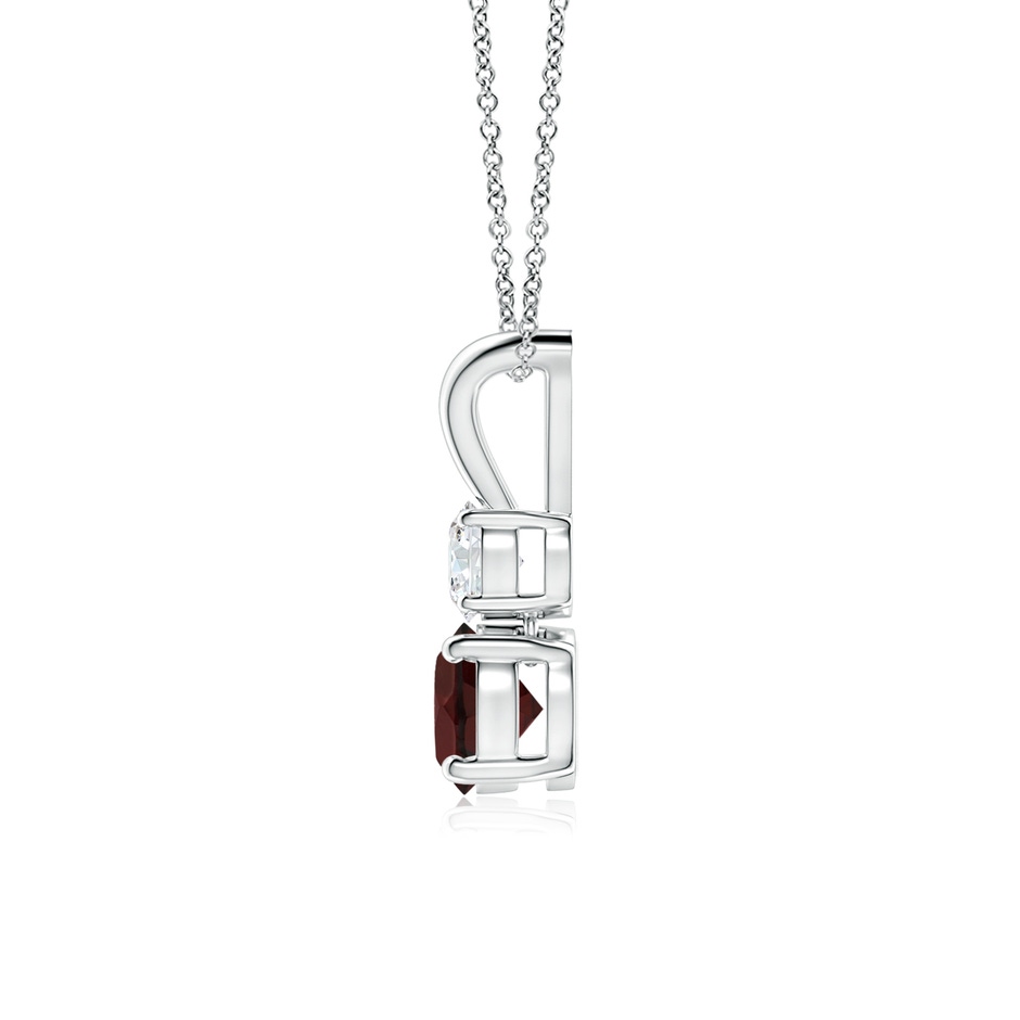 5mm A Round Garnet and Diamond Two Stone Pendant in White Gold side-1