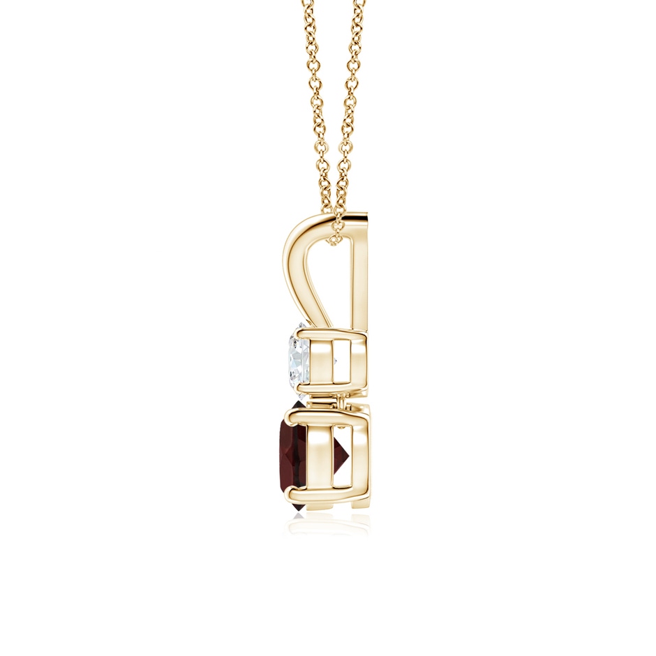 5mm A Round Garnet and Diamond Two Stone Pendant in Yellow Gold side-1
