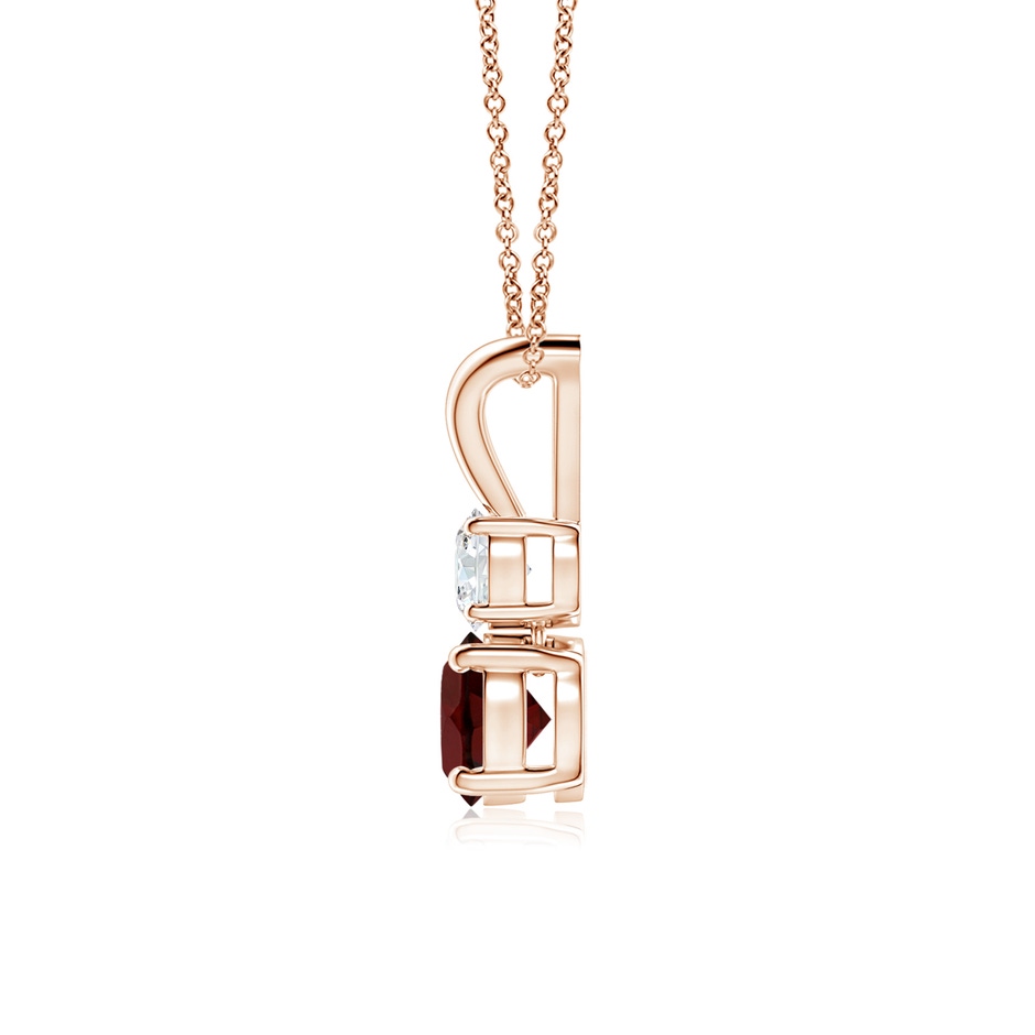 5mm AA Round Garnet and Diamond Two Stone Pendant in Rose Gold side-1