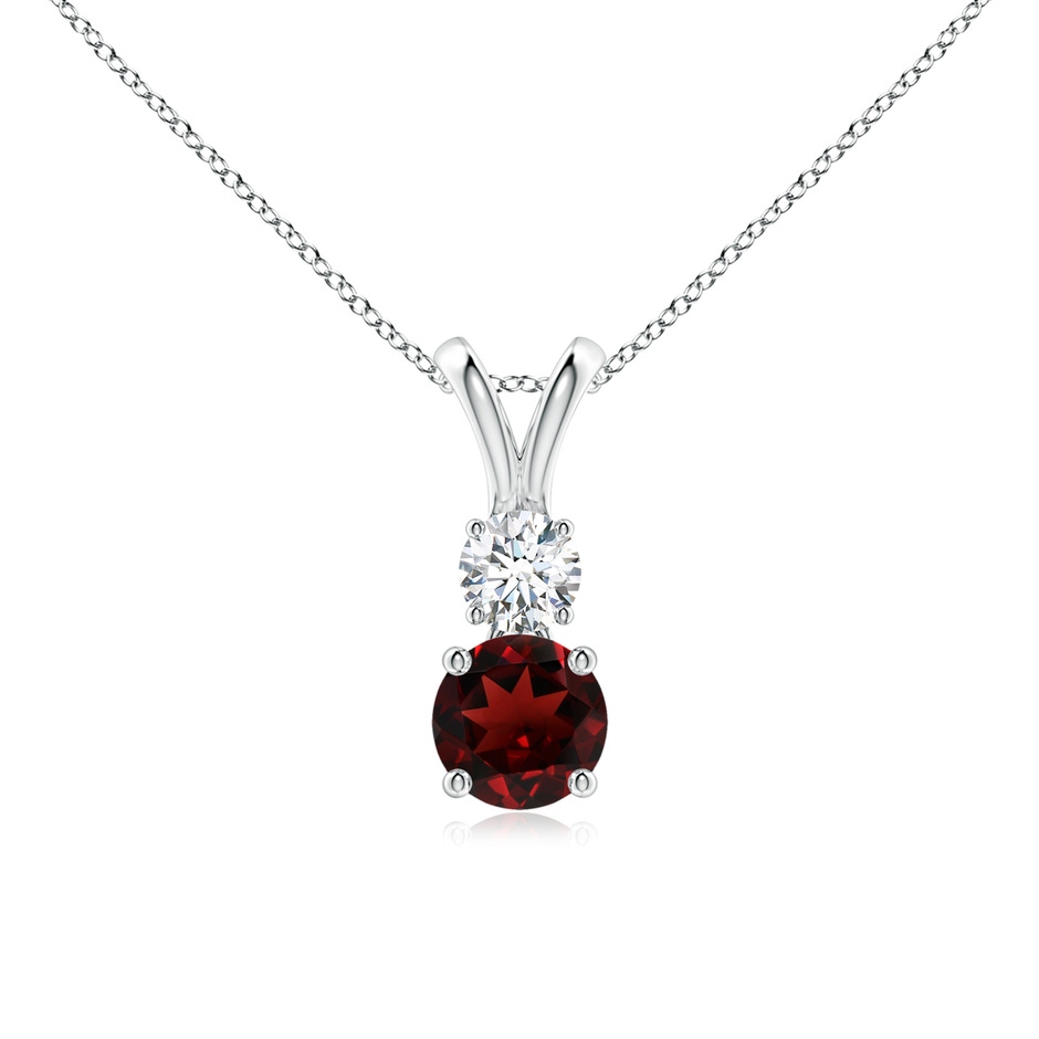 5mm AAA Round Garnet and Diamond Two Stone Pendant in P950 Platinum 