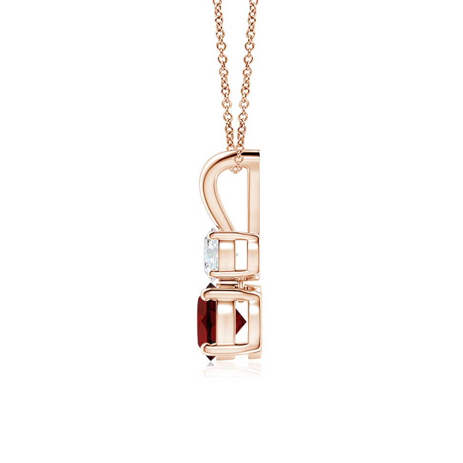 5mm AAA Round Garnet and Diamond Two Stone Pendant in Rose Gold side-1