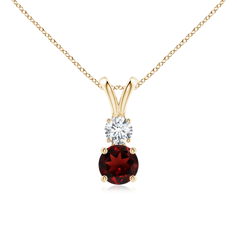 5mm AAA Round Garnet and Diamond Two Stone Pendant in Yellow Gold 