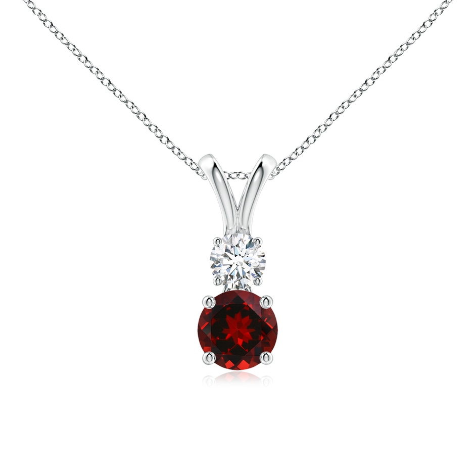 5mm AAAA Round Garnet and Diamond Two Stone Pendant in P950 Platinum 