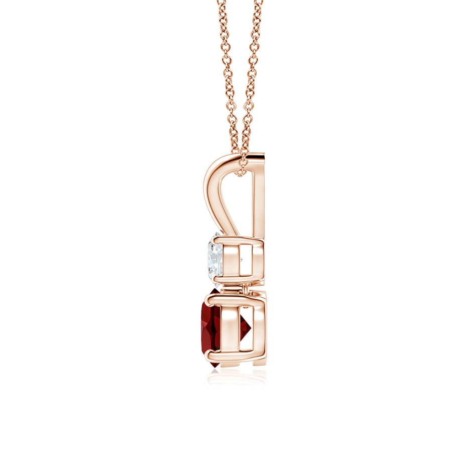 5mm AAAA Round Garnet and Diamond Two Stone Pendant in Rose Gold side-1