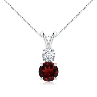 6mm AAA Round Garnet and Diamond Two Stone Pendant in White Gold