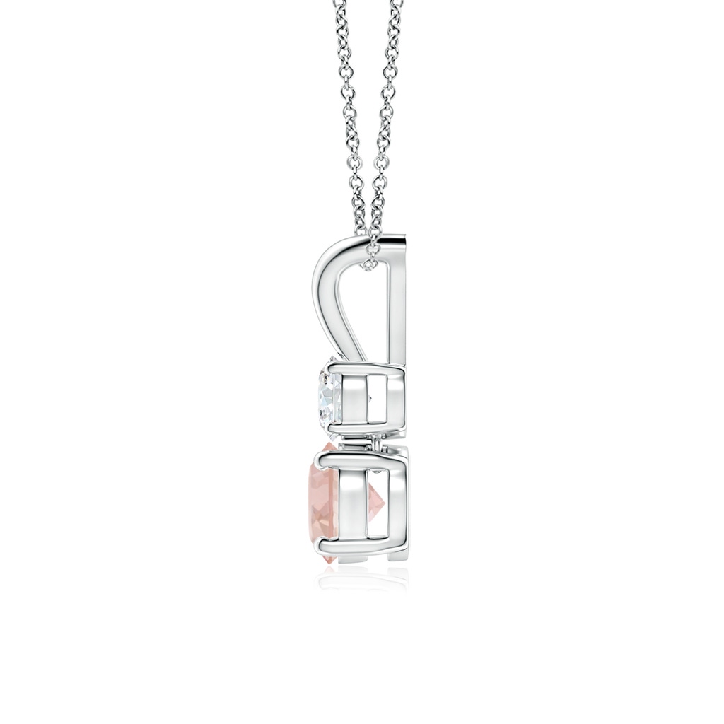 5mm AAAA Round Morganite and Diamond Two Stone Pendant in White Gold - side_1