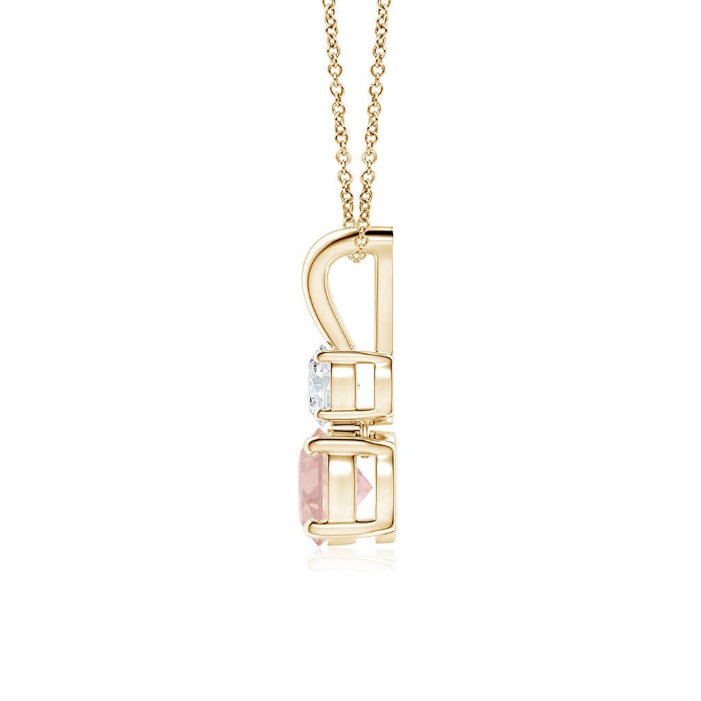 5mm AAAA Round Morganite and Diamond Two Stone Pendant in Yellow Gold - side_1
