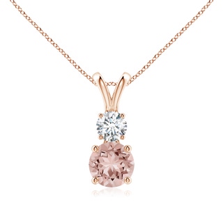 6mm AAAA Round Morganite and Diamond Two Stone Pendant in Rose Gold