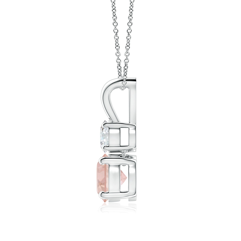6mm AAAA Round Morganite and Diamond Two Stone Pendant in White Gold - side_1