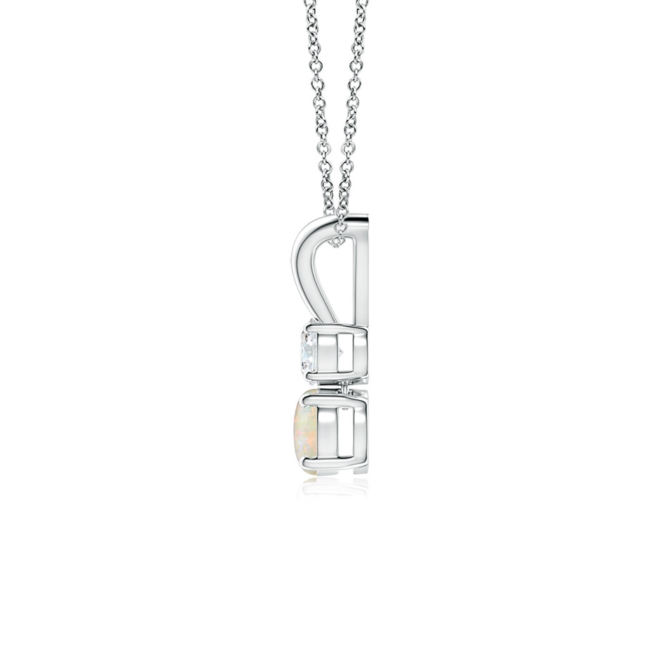 4mm AAAA Round Opal and Diamond Two Stone Pendant in P950 Platinum side-1