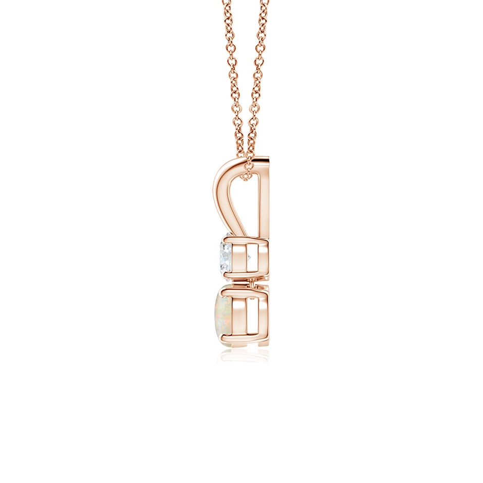 4mm AAAA Round Opal and Diamond Two Stone Pendant in Rose Gold side-1
