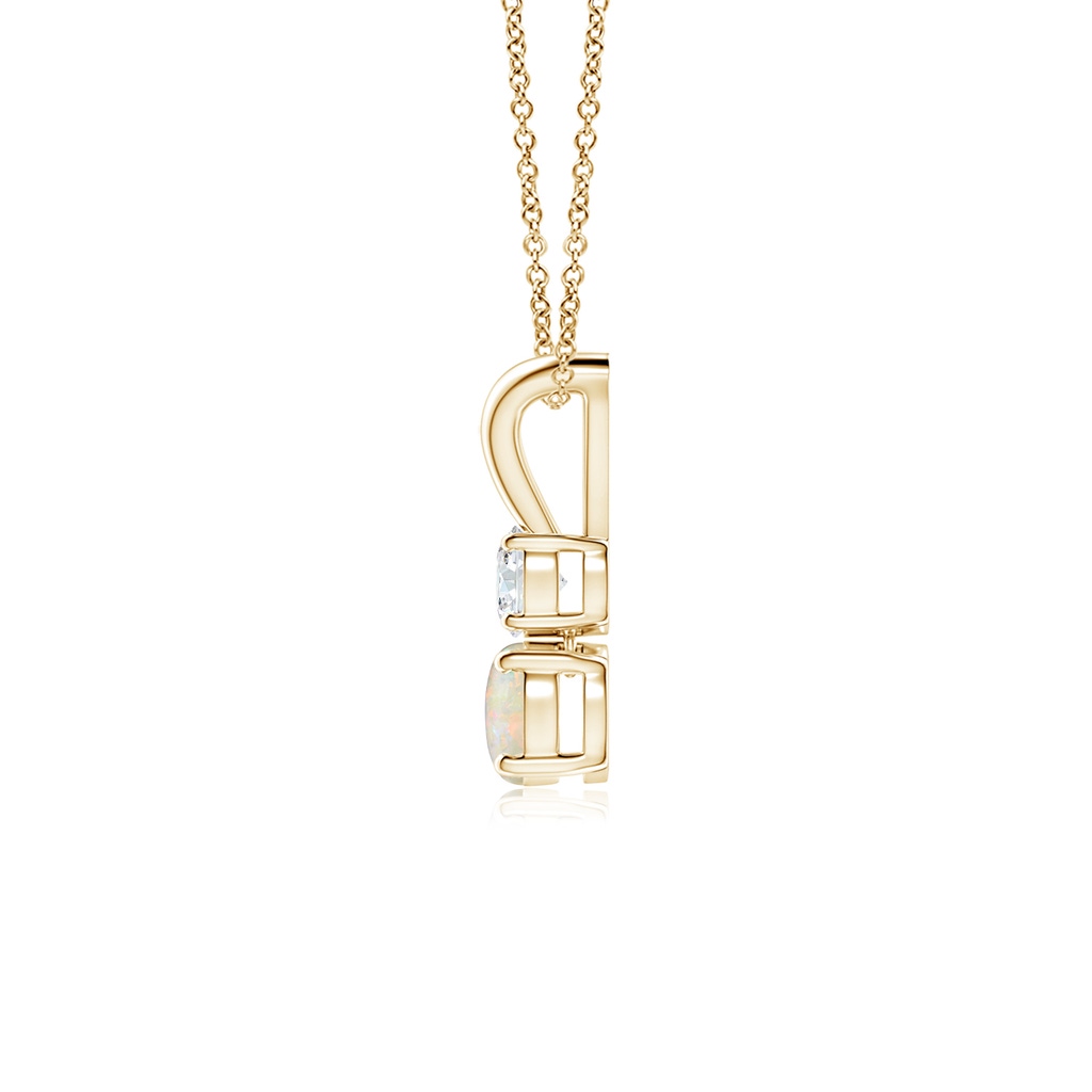 4mm AAAA Round Opal and Diamond Two Stone Pendant in Yellow Gold - side_1