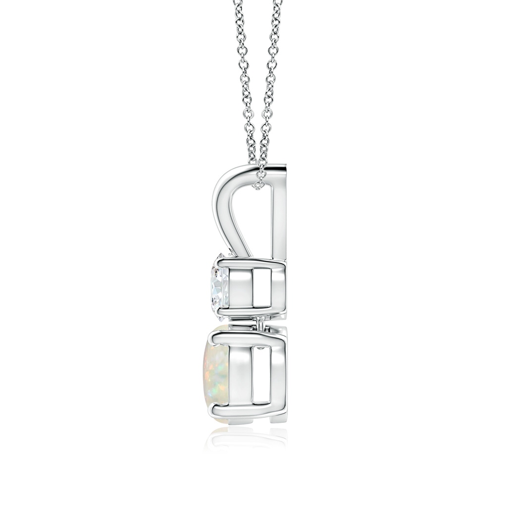6mm AAA Round Opal and Diamond Two Stone Pendant in White Gold - side_1