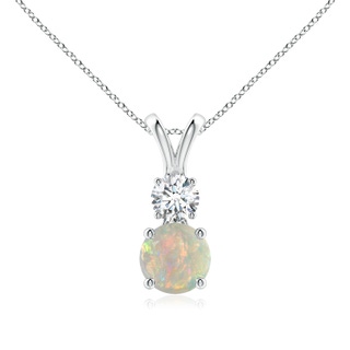 6mm AAAA Round Opal and Diamond Two Stone Pendant in P950 Platinum