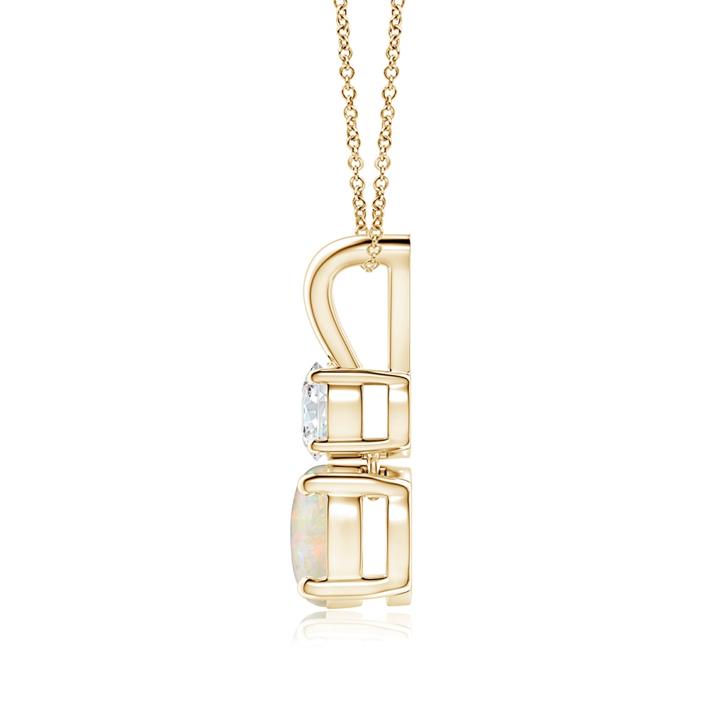 6mm AAAA Round Opal and Diamond Two Stone Pendant in Yellow Gold - side_1