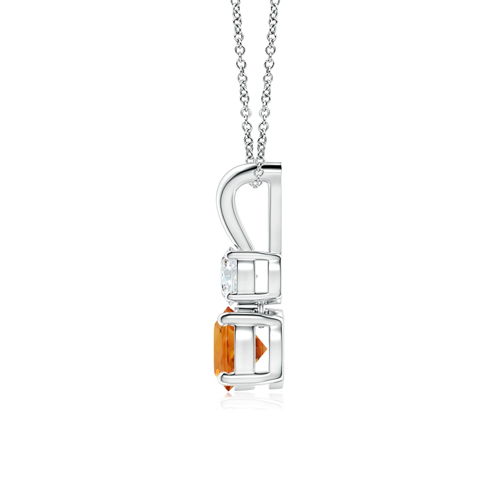 5mm AAA Round Orange Sapphire and Diamond Two Stone Pendant in White Gold Side-1