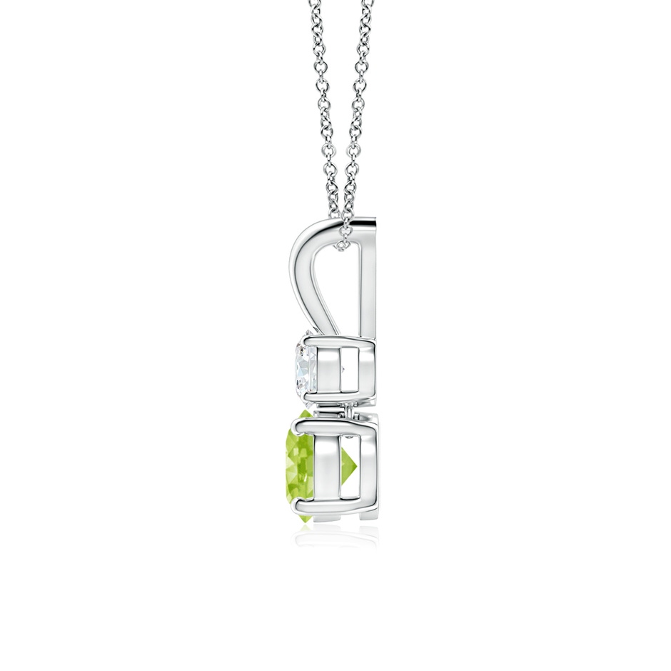 5mm AA Round Peridot and Diamond Two Stone Pendant in White Gold side-1