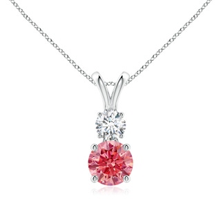 6mm AAAA Round Fancy Intense Pink and White Diamond Two Stone Pendant in P950 Platinum